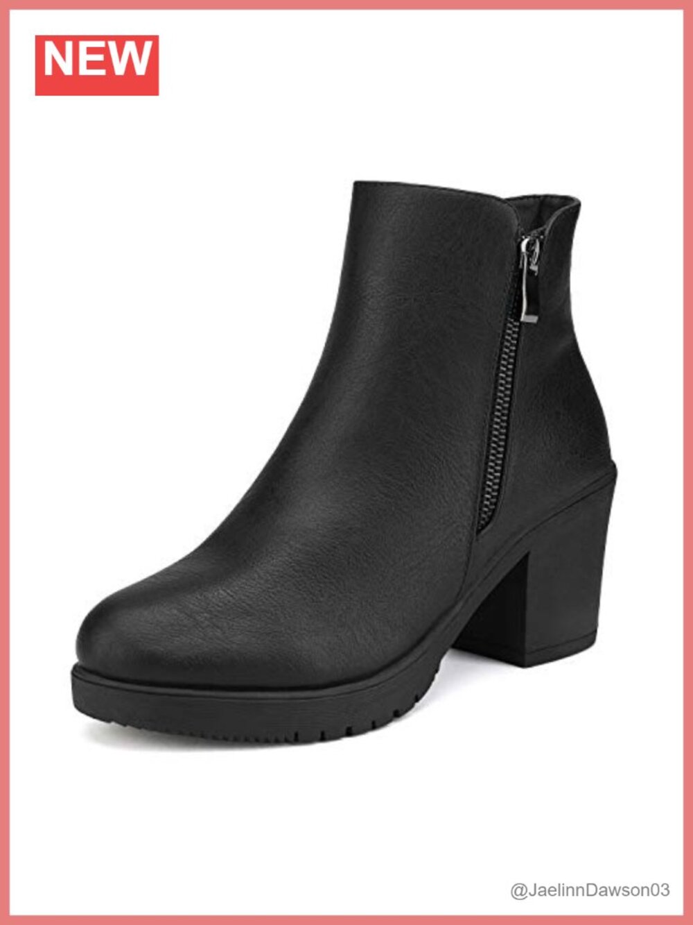 Women's Chunky Heel Platform Ankle Boots Side Zipper